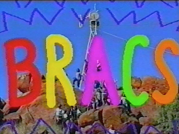 Bightly coloured all-caps logo for the Broadcasting for Remote Aboriginal Communities Scheme (BRACS)